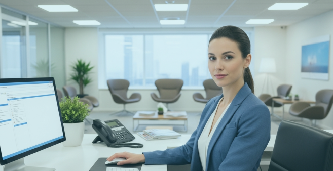 Atendente aguardando a ligação